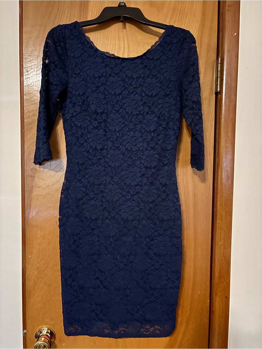 Laundry By Shelli Segal Navy Lace Long Sleeve Sheath Dress size 6 Small